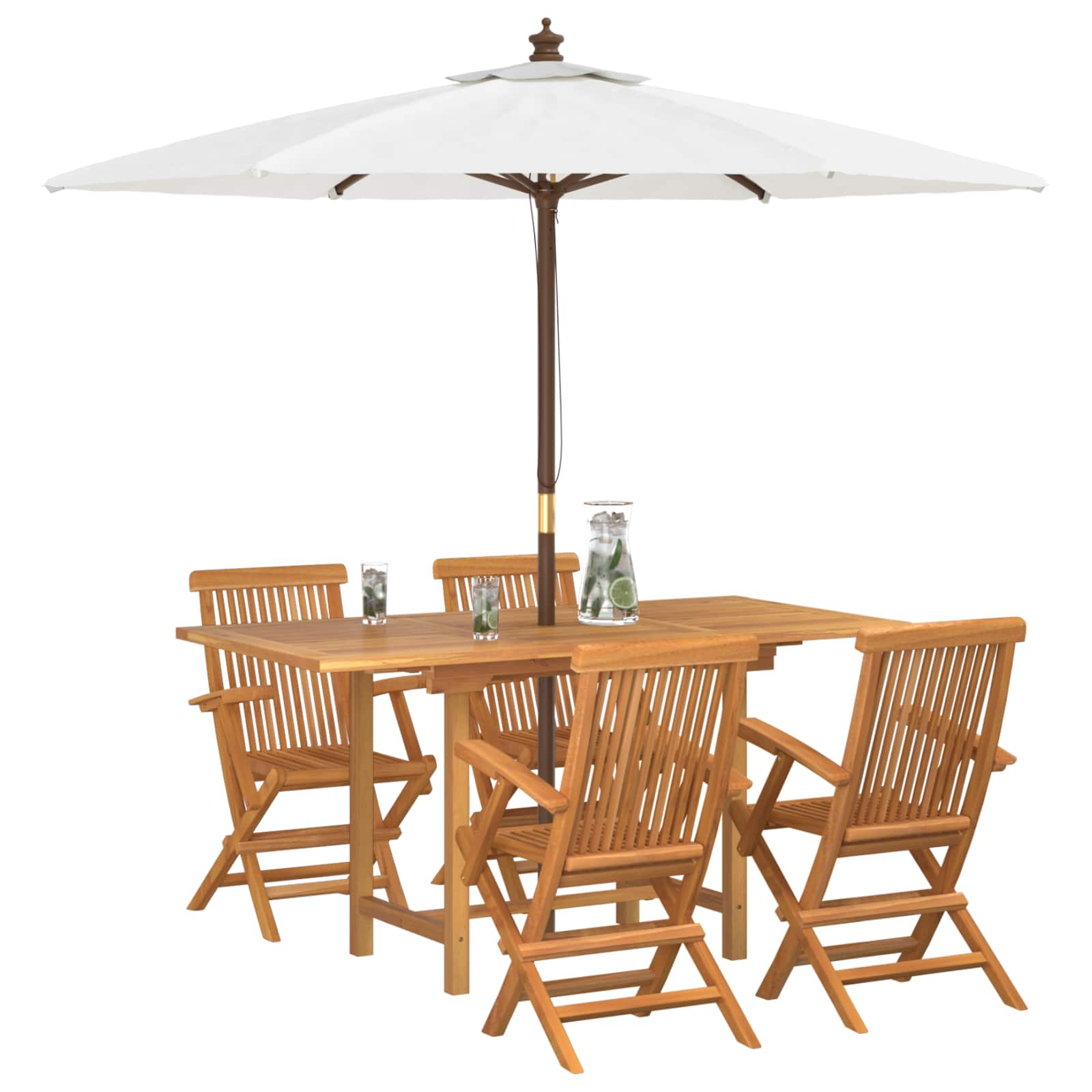 Tuin eettafelset 5 pcs Bruin Massief Teakhout