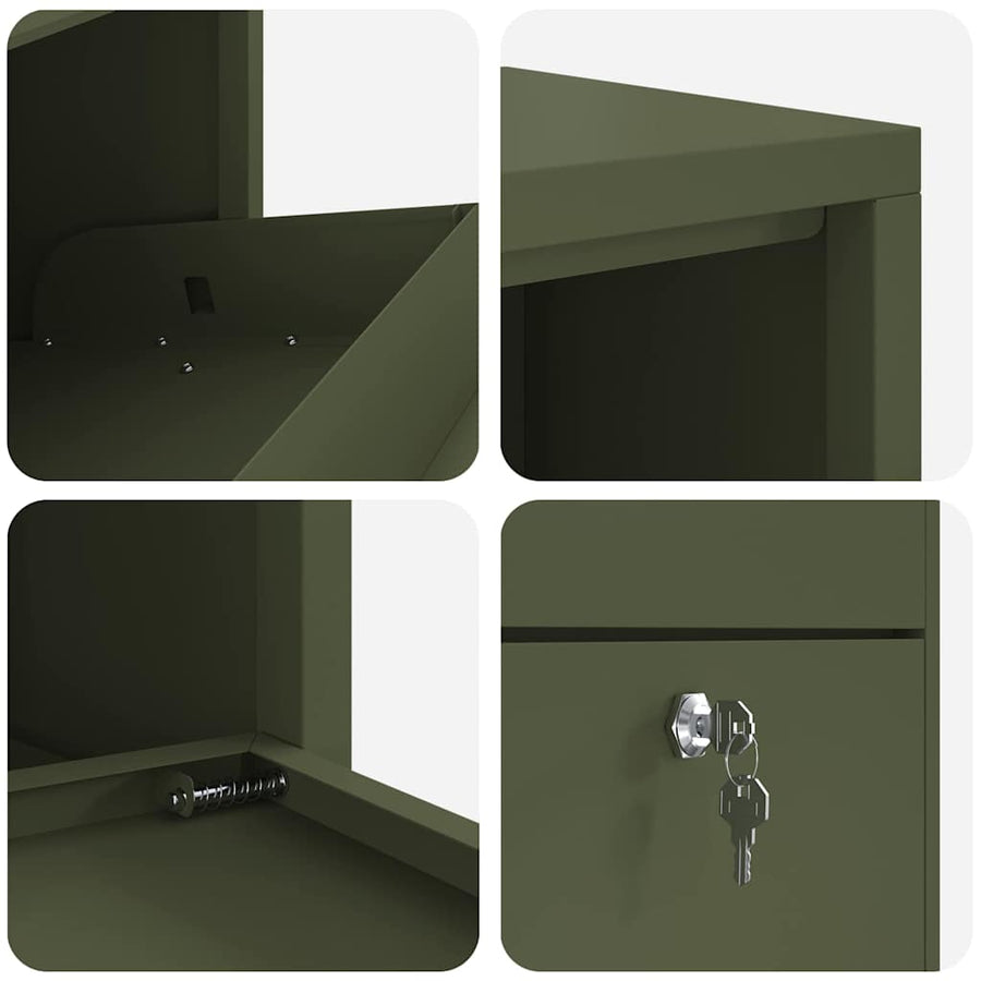 Pakket Inwerp Box Met Opslag Olijf Groen 44 X 22 X 82 Cm Staal Olijfgroen