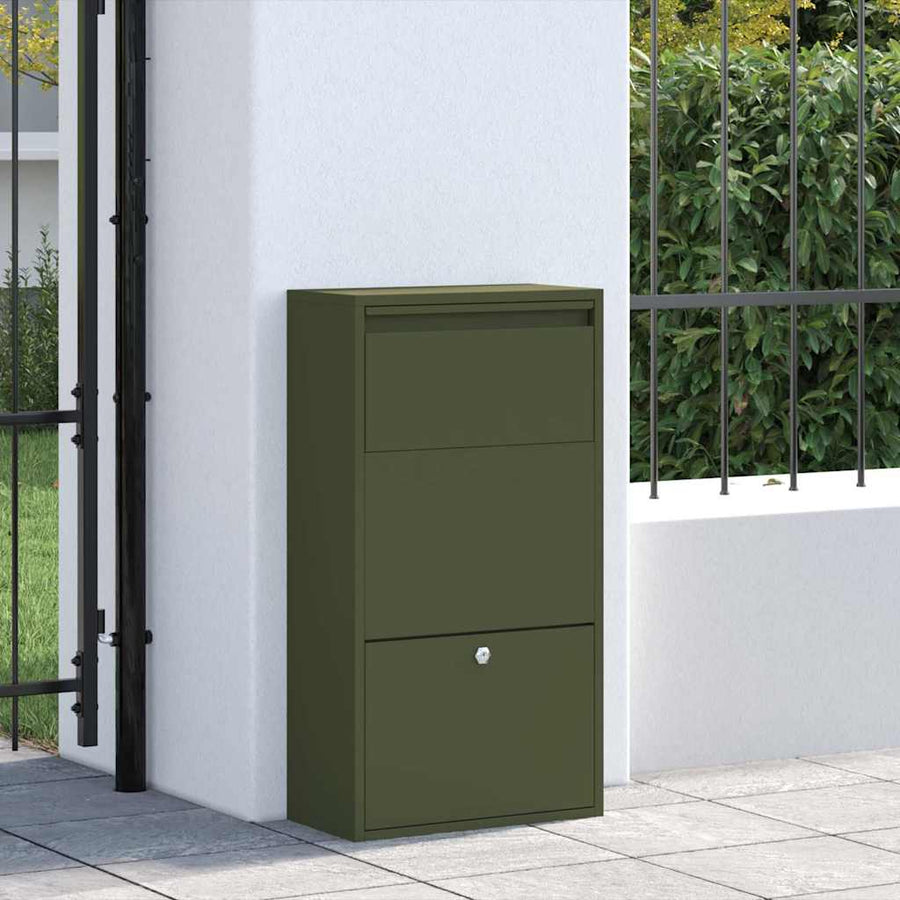 Pakket Inwerp Box Met Opslag Olijf Groen 44 X 22 X 82 Cm Staal Olijfgroen