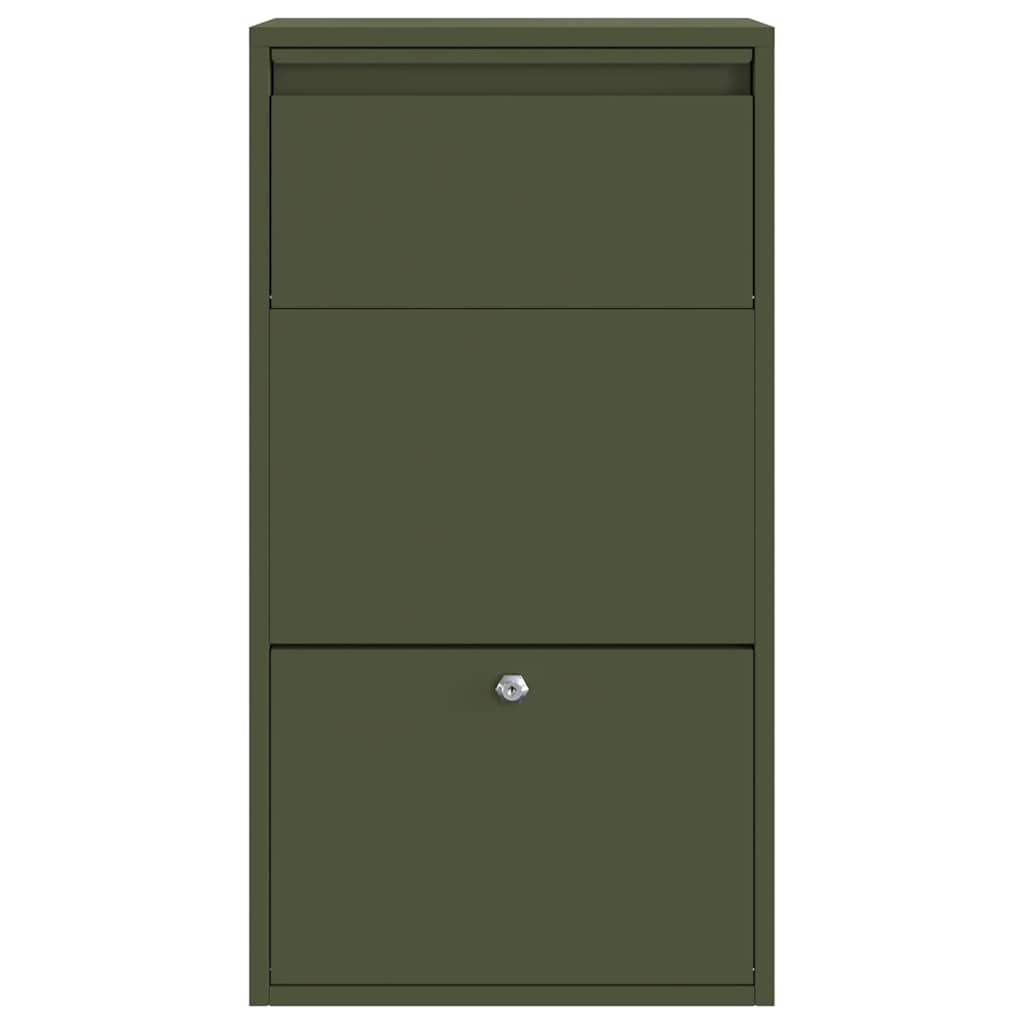 Pakket Inwerp Box Met Opslag Olijf Groen 44 X 22 X 82 Cm Staal Olijfgroen