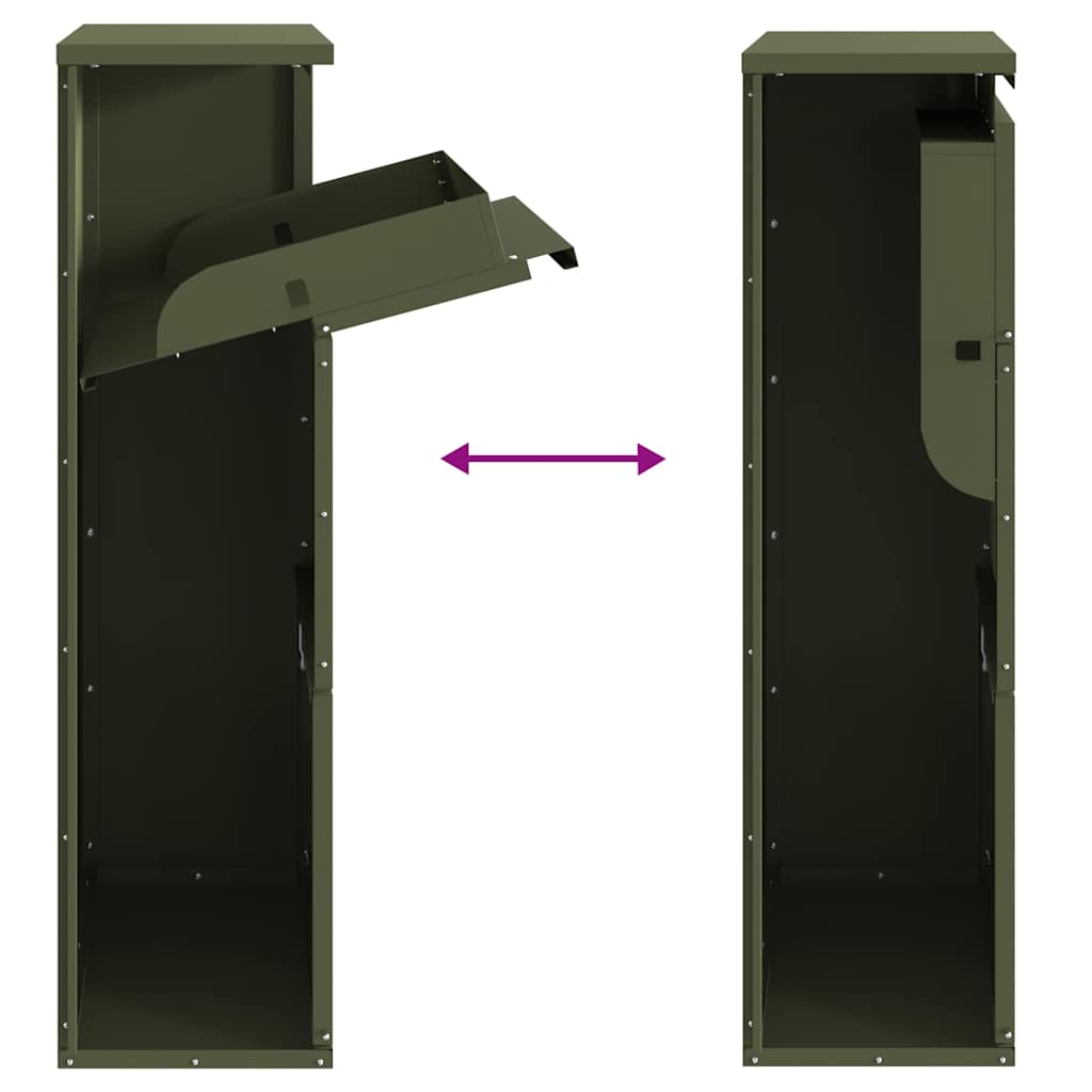 Pakket Inwerp Box Met Opslag Olijf Groen 44 X 22 X 82 Cm Staal Olijfgroen