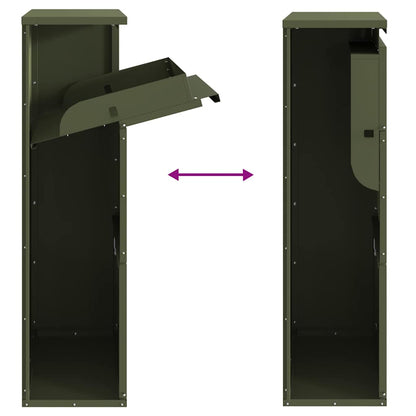 Pakket Inwerp Box Met Opslag Olijf Groen 44 X 22 X 82 Cm Staal Olijfgroen