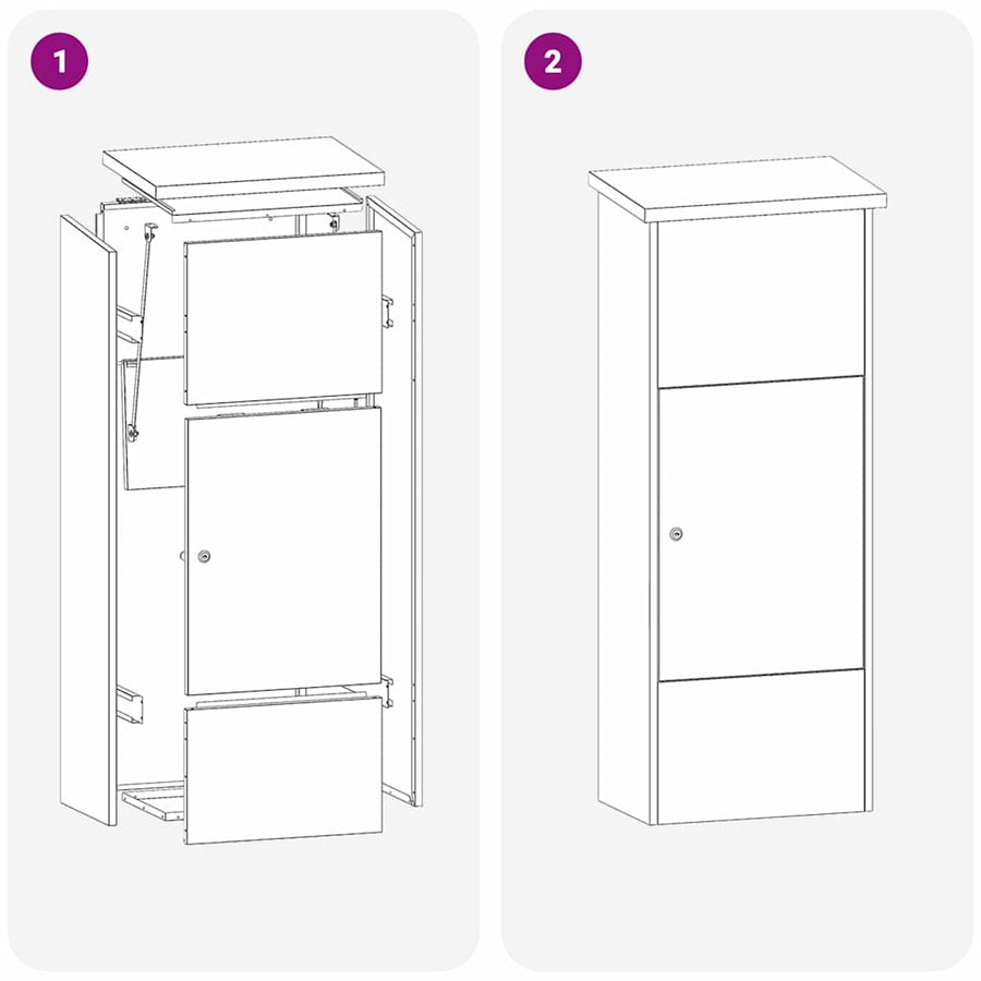 Pakket Inwerp Box Zilver 44,5 X 29 X 110,5 Cm Roestvrij Staal