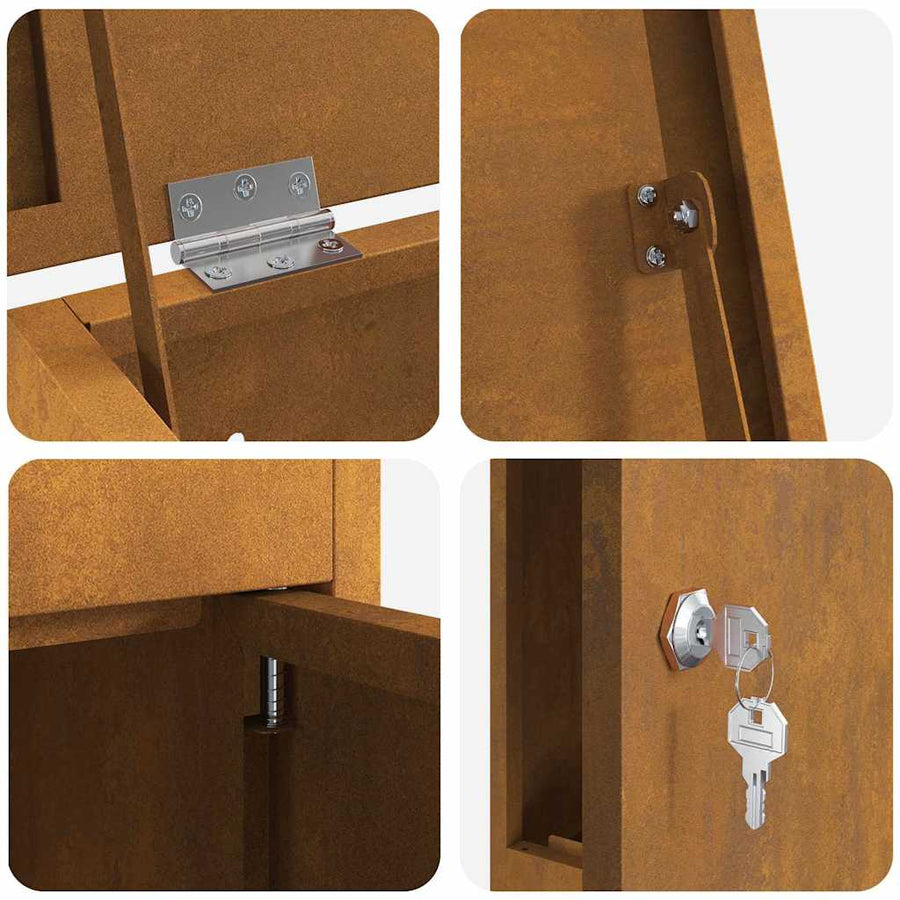 Pakket inwerp box Roestig 44.5 x 29 x 110.5 cm Cortenstaal