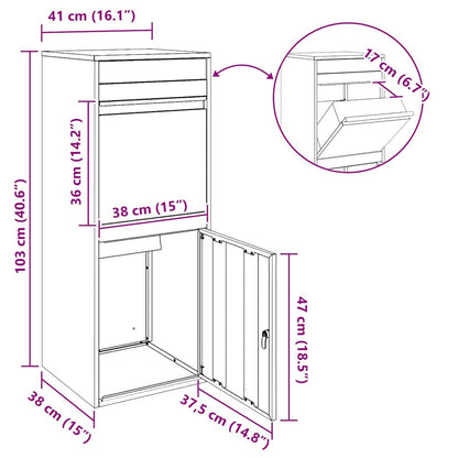 Pakket inwerp box Antraciet 41 x 38 x 103 cm Staal