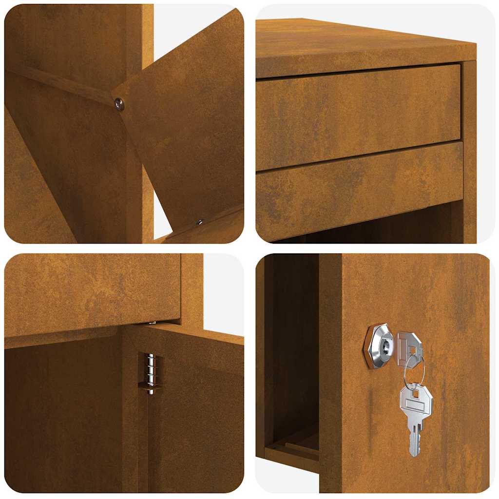 Pakket inwerp box Roestig 41 x 38 x 103 cm Cortenstaal