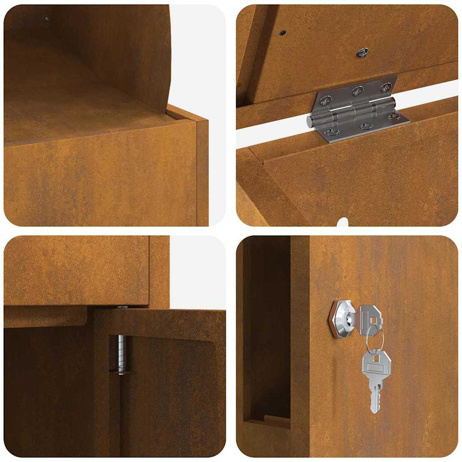 Pakket inwerp box Roestig 44 x 35 x 59 cm Cortenstaal
