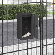 Post Box with Storage with Door Black 30 x 20 x 55 cm Steel