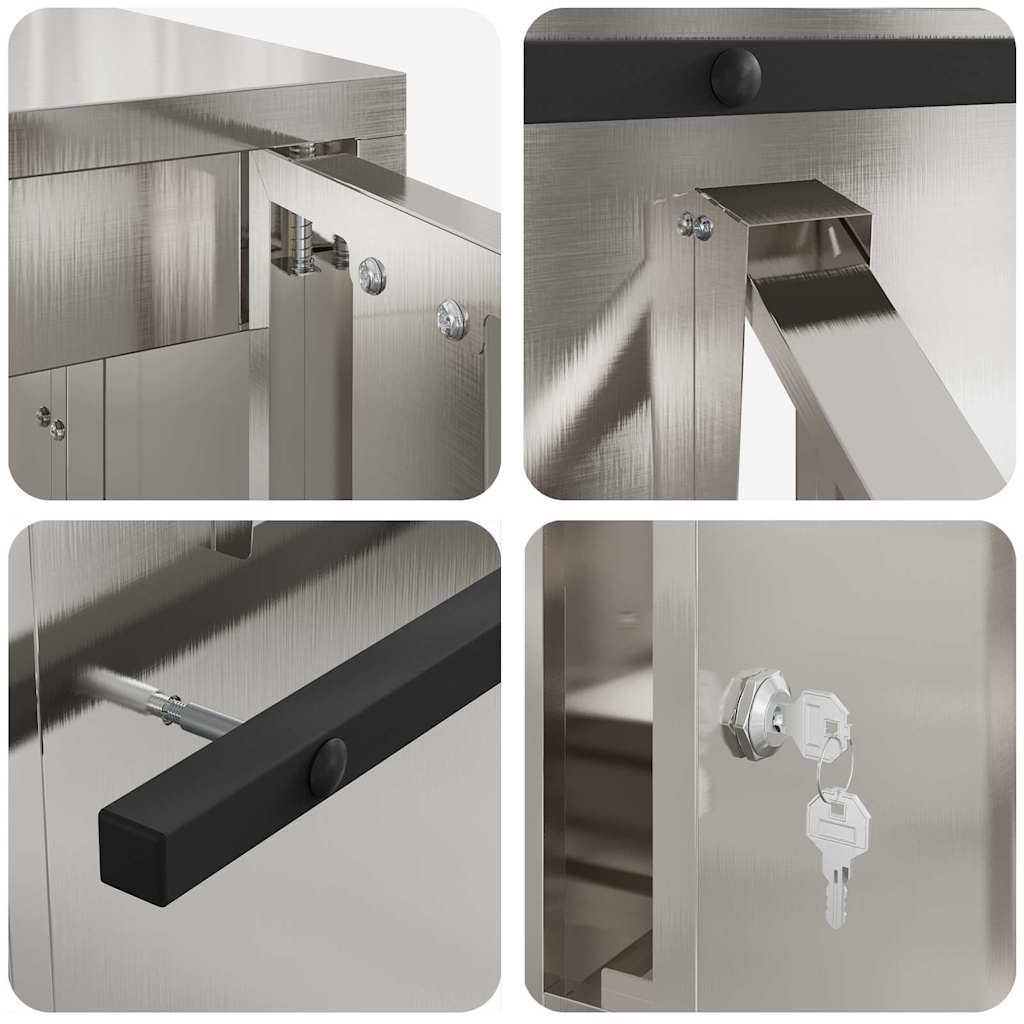 Brievenbus Zwart 30 x 23 x 55 cm Roestvrij staal