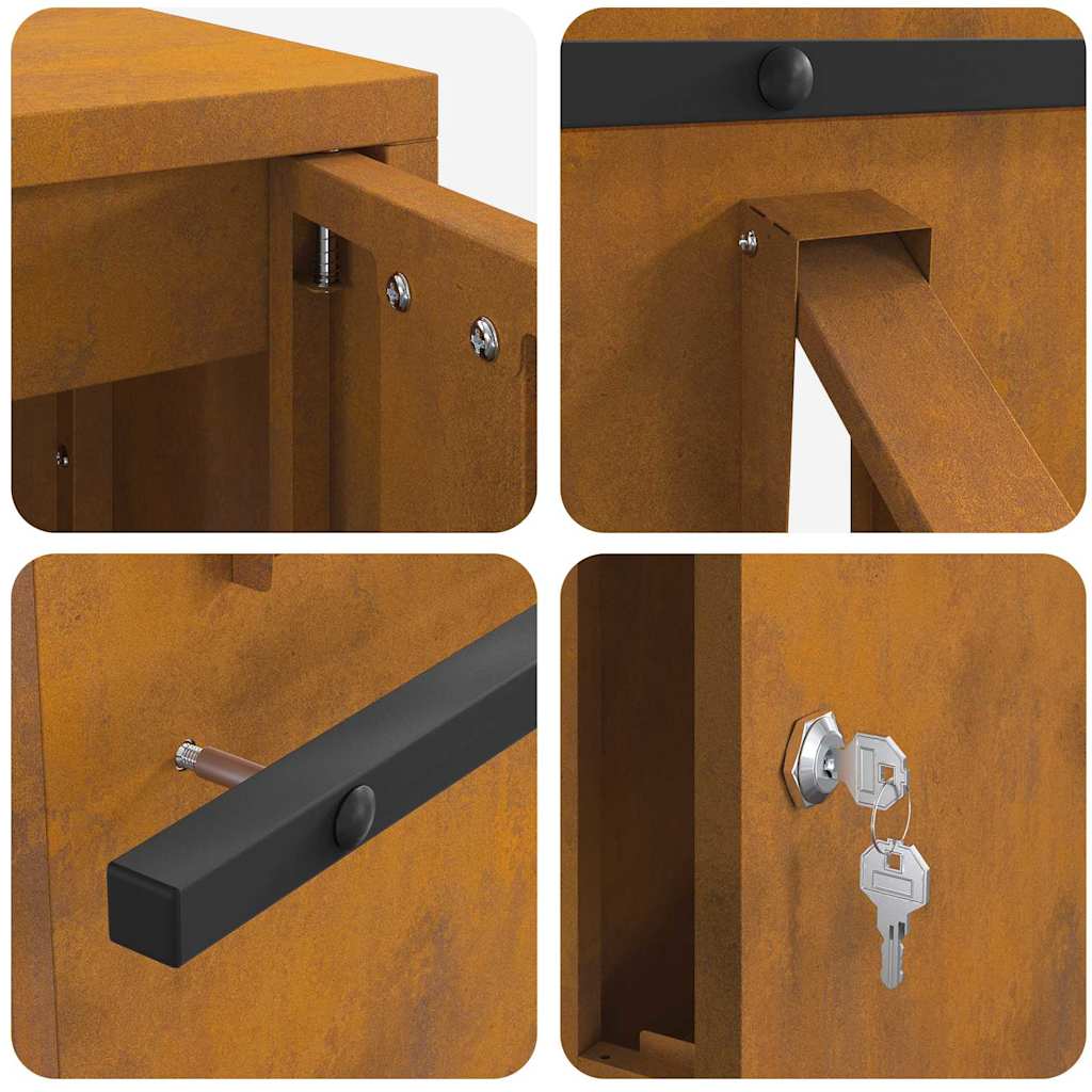 Brievenbus Roestig 30 x 23 x 55 cm Cortenstaal