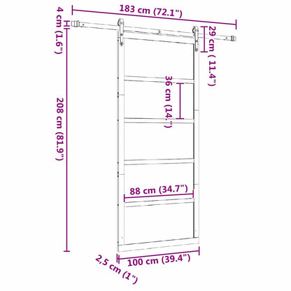 Schuifdeur Bruin 100 x 208 cm Massief grenenhout