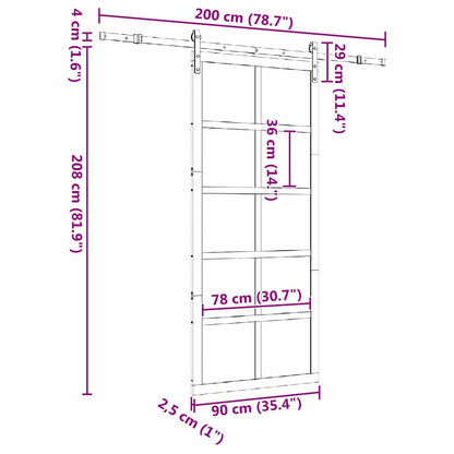 Schuifdeur Bruin 90 x 208 cm Massief grenenhout