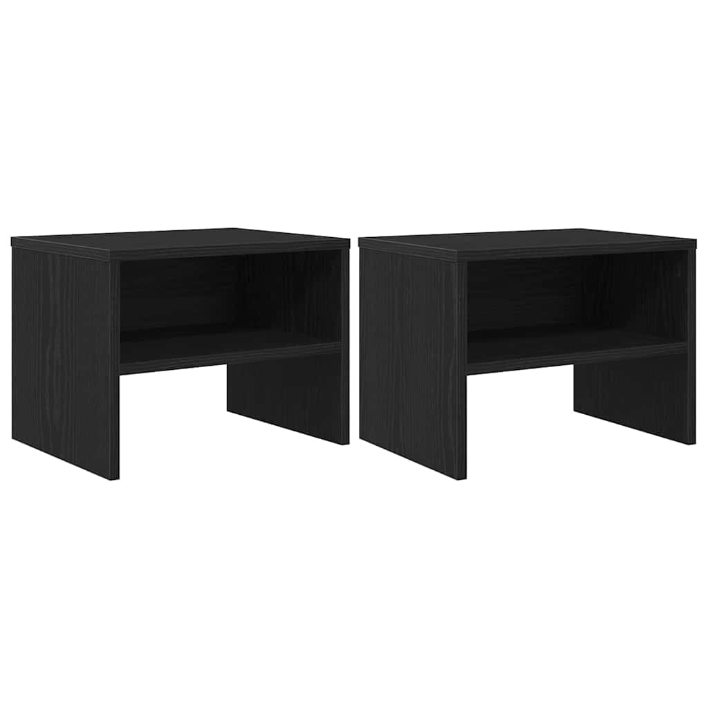 Nachtkastje 2 pcs Zwart eiken 40 x 30 x 30 cm Bewerkt hout