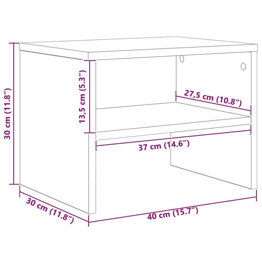 Nachtkastje 2 pcs Zwart eiken 40 x 30 x 30 cm Bewerkt hout