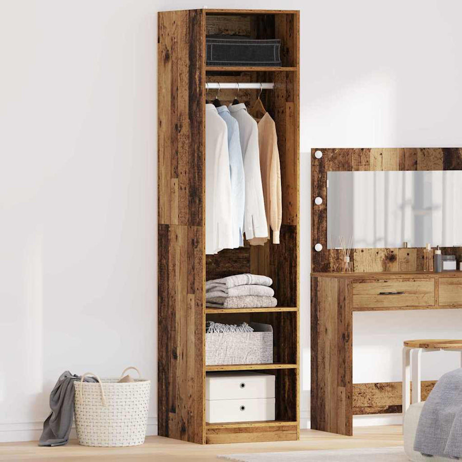 Kledingkast met plank met opslag Oud hout 50 x 50 x 200 cm Bewerkt hout