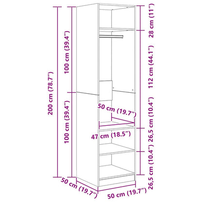 Kledingkast met plank met opslag artisanaal eikenkleurig 50 x 50 x 200 cm