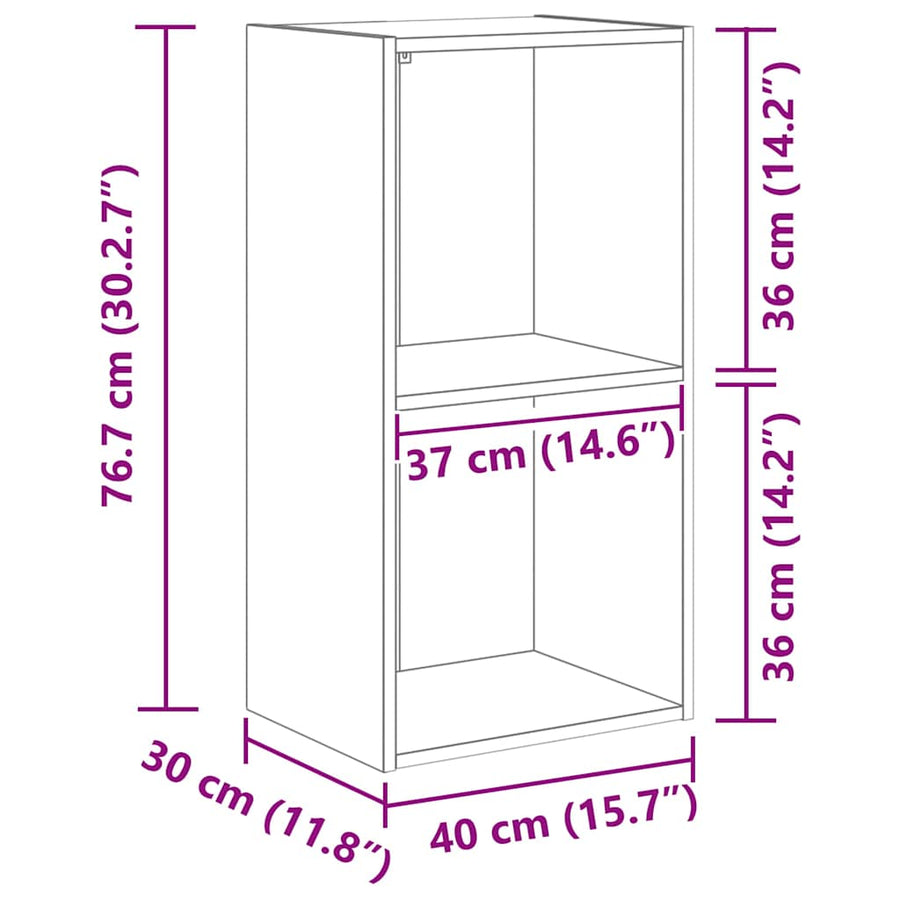 Boekenkast Zwart eiken 40 x 30 x 77 cm Bewerkt hout