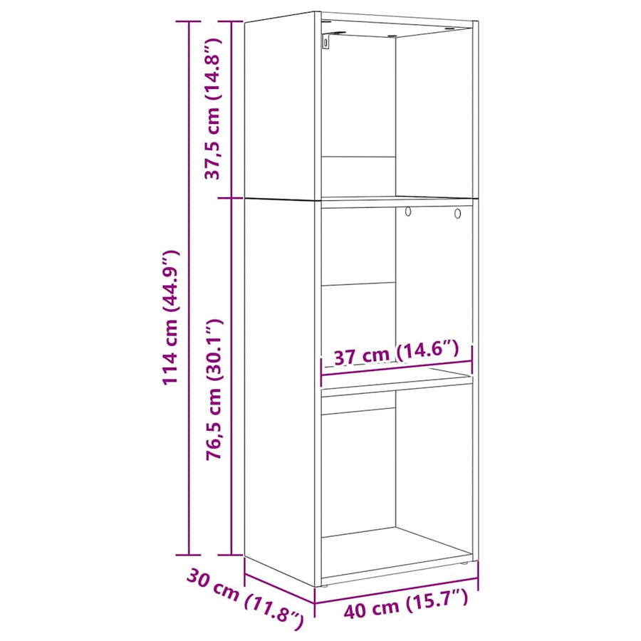 Boekenkast Zwart eiken 40 x 30 x 114 cm Bewerkt hout