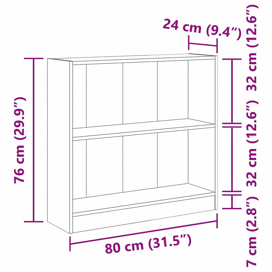 Boekenkast Zwart eiken 80 x 24 x 109 cm Spaanplaat