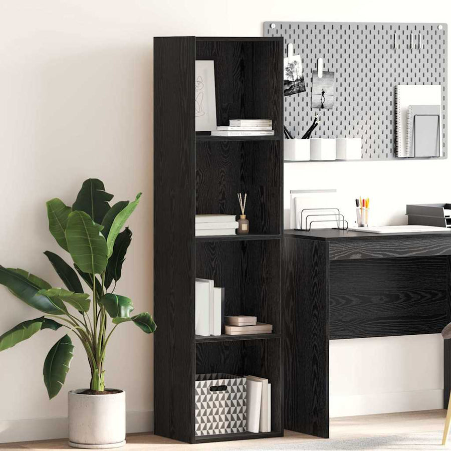 Boekenkast Zwart eiken 40 x 30 x 152 cm Bewerkt hout