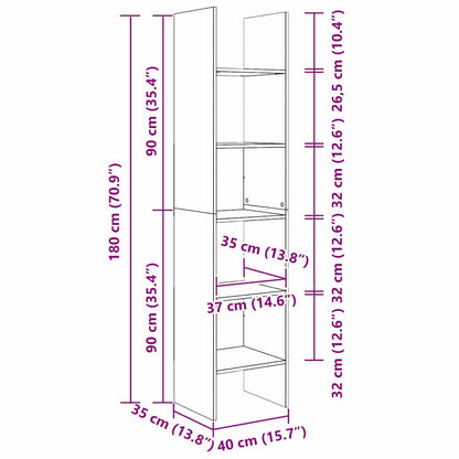 Boekenkast Zwart eiken 40 x 35 x 180 cm Bewerkt hout