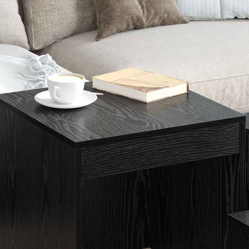 Salontafels 3 pcs Zwart eiken 45 x 45 x 45 cm Bewerkt hout
