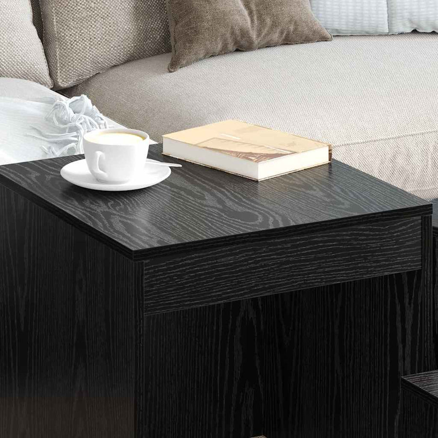 Salontafels 3 pcs Zwart eiken 45 x 45 x 45 cm Bewerkt hout