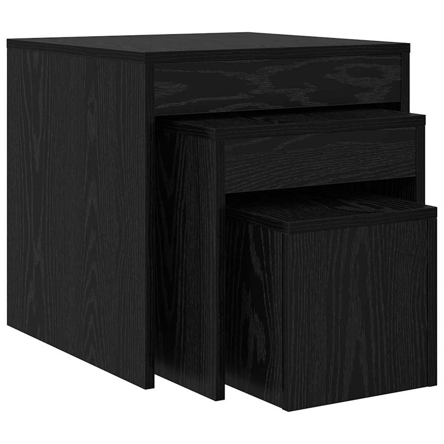 Salontafels 3 pcs Zwart eiken 45 x 45 x 45 cm Bewerkt hout