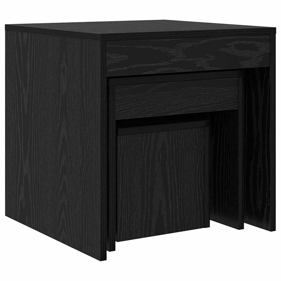 Salontafels 3 pcs Zwart eiken 45 x 45 x 45 cm Bewerkt hout