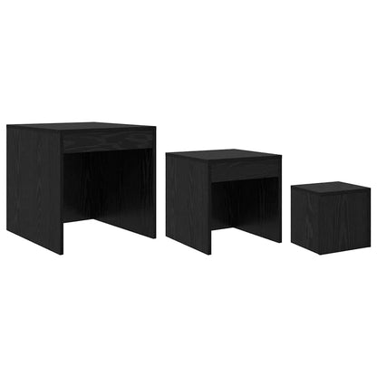Salontafels 3 pcs Zwart eiken 45 x 45 x 45 cm Bewerkt hout