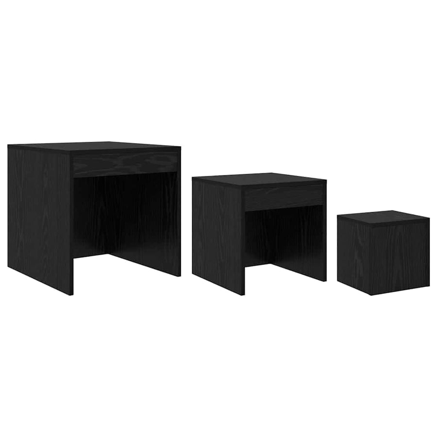 Salontafels 3 pcs Zwart eiken 45 x 45 x 45 cm Bewerkt hout