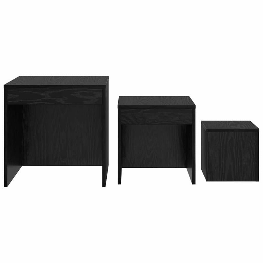 Salontafels 3 pcs Zwart eiken 45 x 45 x 45 cm Bewerkt hout