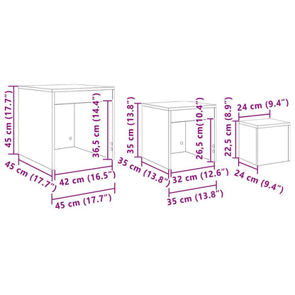 Salontafels 3 pcs Zwart eiken 45 x 45 x 45 cm Bewerkt hout