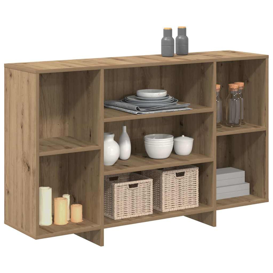 Dressoir artisanaal eikenkleurig 120 x 30 x 75 cm Bewerkt hout