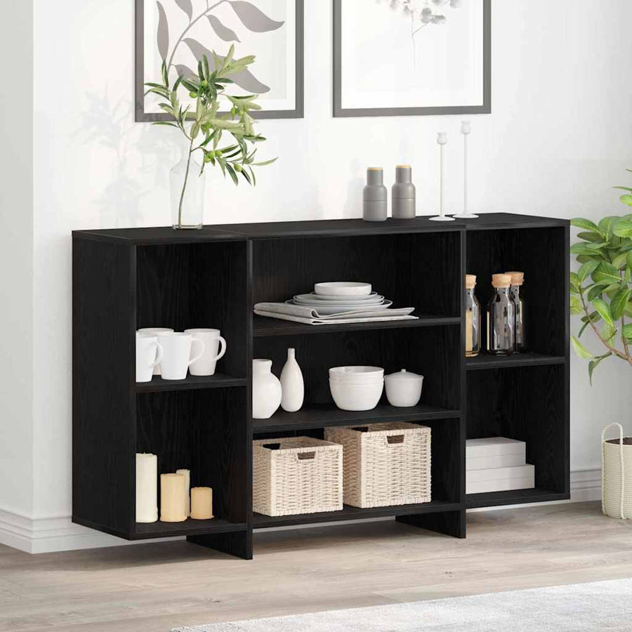 Dressoir met plank Zwart eiken 120 x 30 x 75 cm Bewerkt hout
