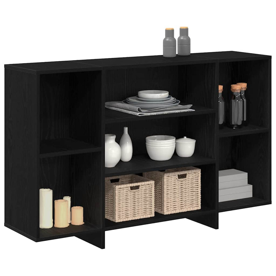 Dressoir met plank Zwart eiken 120 x 30 x 75 cm Bewerkt hout