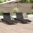 Ligstoel poly rattan bruin 3 stuks