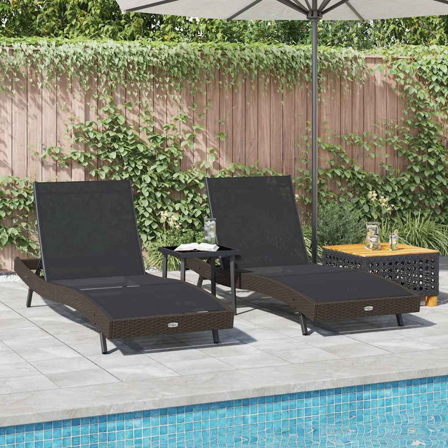 Ligstoelen 3 pcs Bruin 40 x 40 x 40.5 cm poly rattan