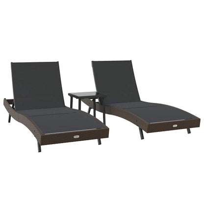 Ligstoelen 3 pcs Bruin 40 x 40 x 40.5 cm poly rattan