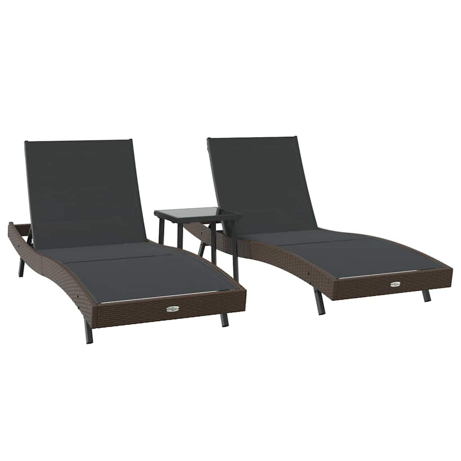 Ligstoelen 3 pcs Bruin 40 x 40 x 40.5 cm poly rattan