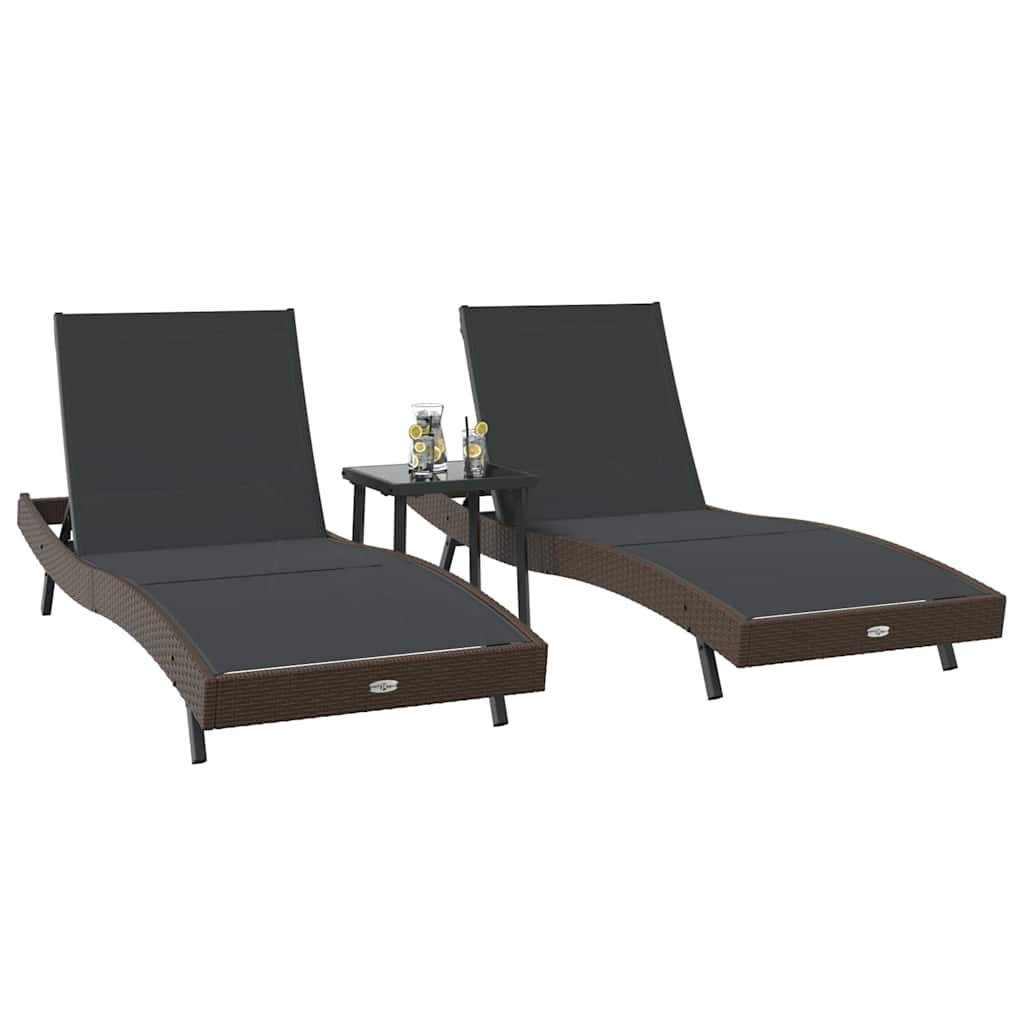Ligstoelen 3 pcs Bruin 40 x 40 x 40.5 cm poly rattan