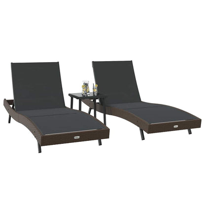 Ligstoelen 3 pcs Bruin 40 x 40 x 40.5 cm poly rattan