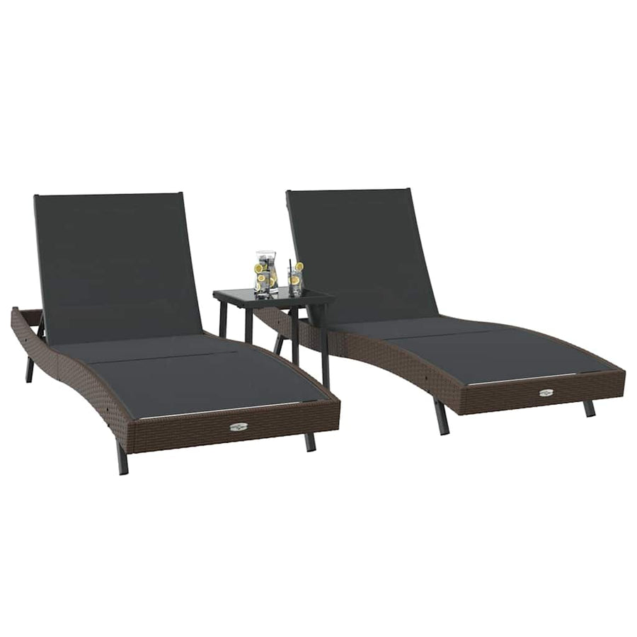 Ligstoelen 3 pcs Bruin 40 x 40 x 40.5 cm poly rattan