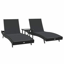 Ligstoelen 3 pcs Zwart 40 x 40 x 40.5 cm Poly riet