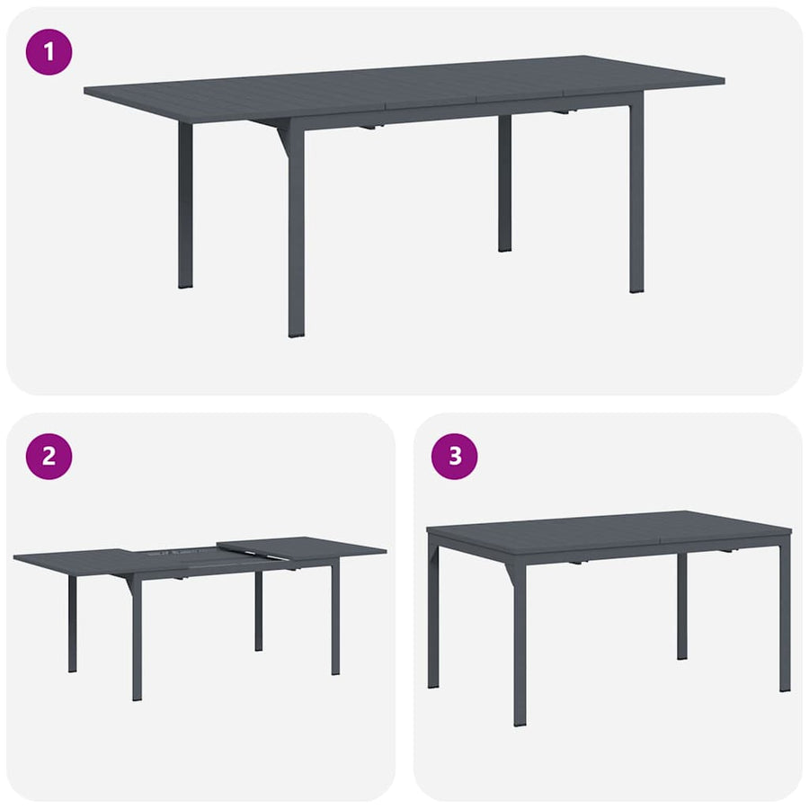 Uittrektafel 2 pcs Antraciet 210 x 90 x 73 cm Staal