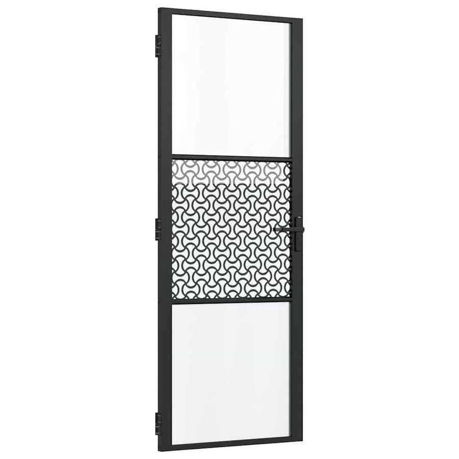 Binnen Deur Zwart 76 x 201.5 cm Verstevigd glas, Aluminium