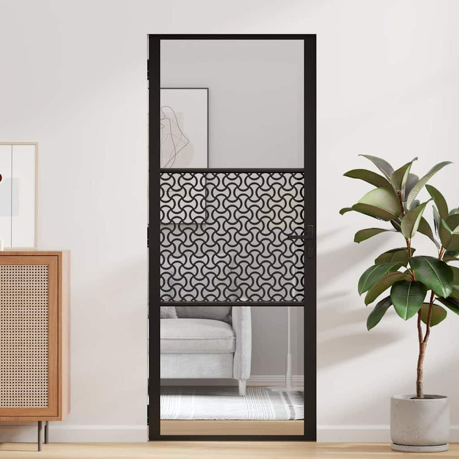 Binnen Deur Zwart 83 x 201.5 cm Verstevigd glas, Aluminium