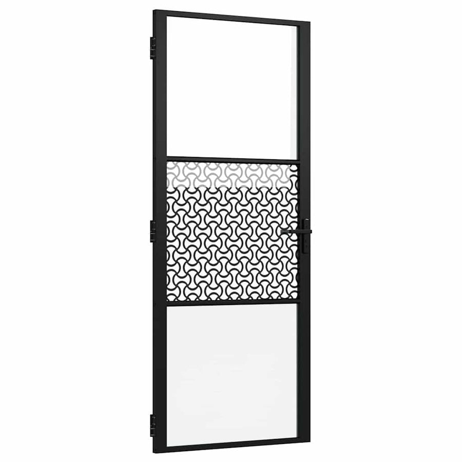 Binnen Deur Zwart 83 x 201.5 cm Verstevigd glas, Aluminium