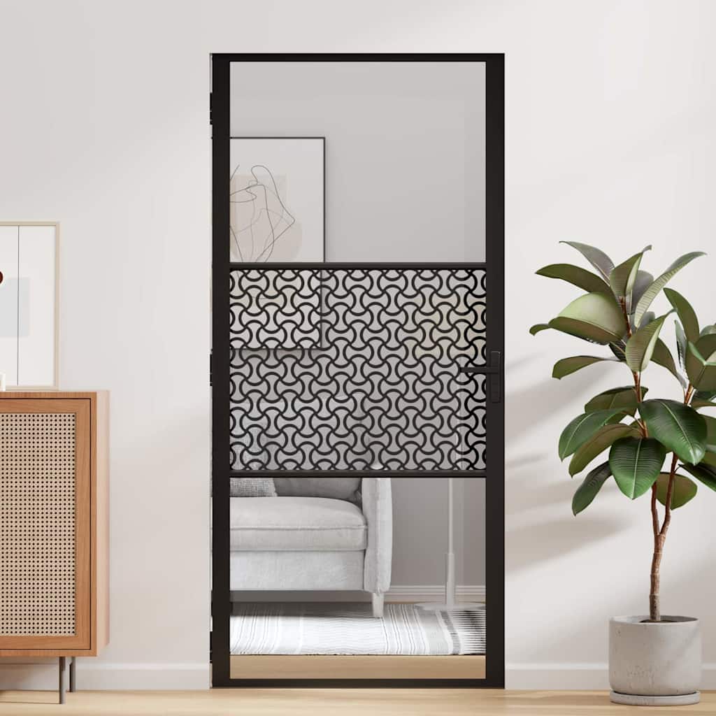 Binnen Deur Zwart 93 x 201.5 cm Verstevigd glas, Aluminium