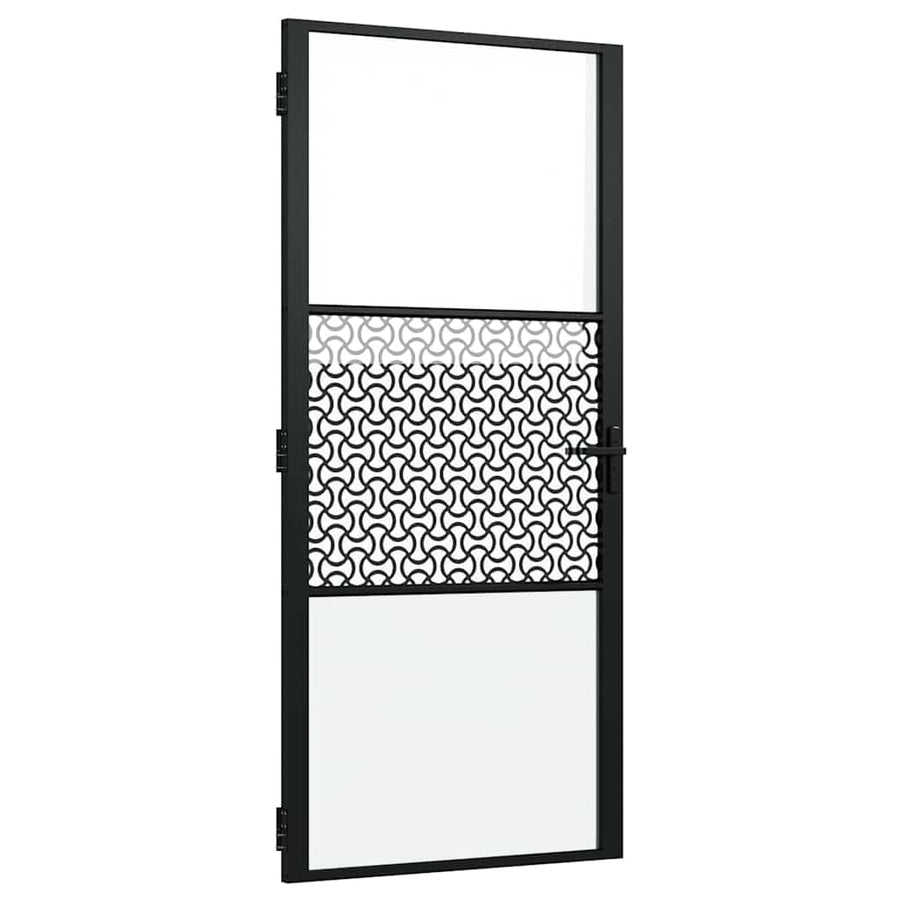 Binnen Deur Zwart 93 x 201.5 cm Verstevigd glas, Aluminium